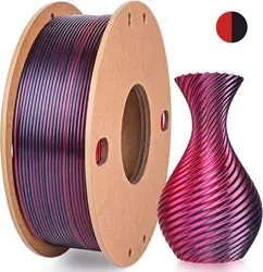 Dual(Black & Red) Silk PLA 3D Printer Filament 1.75mm,250g/0.55lbs Shiny Coextrusion Multicolor Color Change Printing Filament