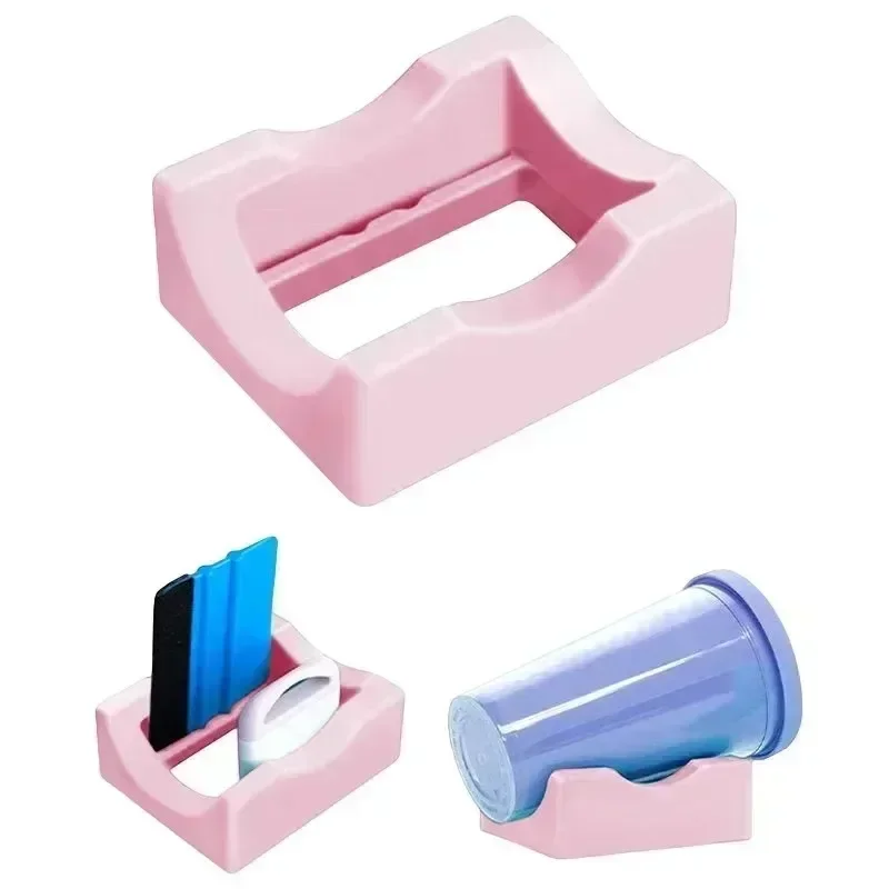 Silicone Tumbler Holder for Crafts Decals Tumbler Stand Curvature Supports Cup Holder with Builts-In Slot Mug Glass Cup Cradle