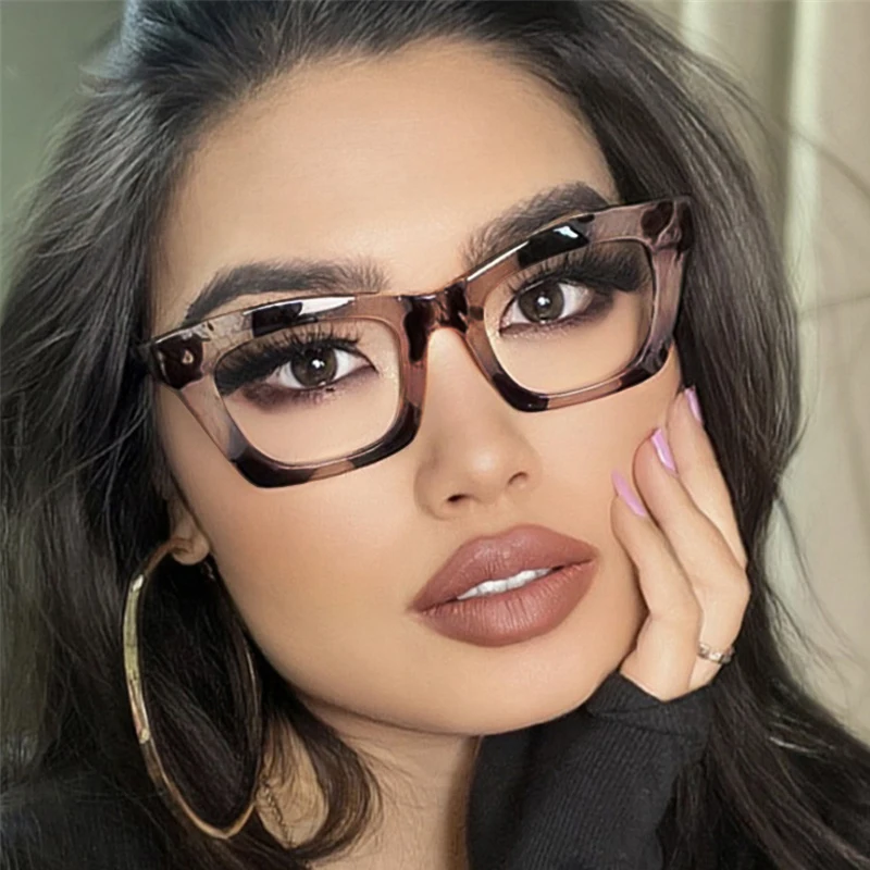 New Trend Optical Reading Glasses Women Blue Light Filter Cat Eye Leopard Tea Vision Care Eyeglasses Farsighted Diopters +0.5 +6