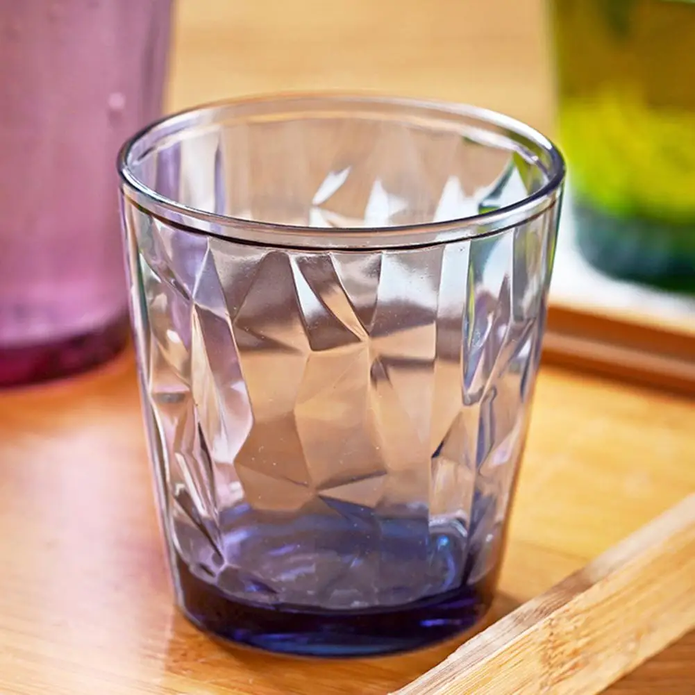 

Colorful Translucent Water Cups 310ml Diamond Tumblers Heat Resistant Stackable Juice Cup for Home Parties Restaurants