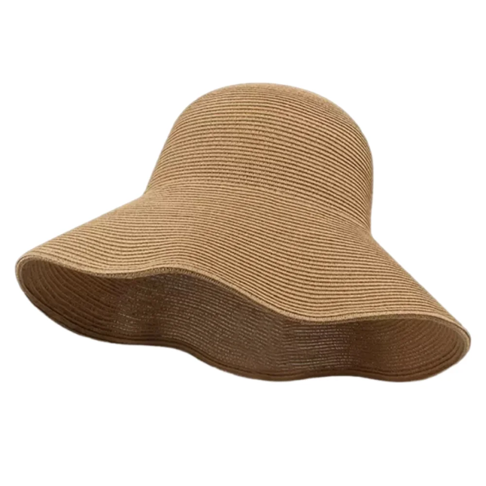 

Fashion Solid Color Wide Brim Straw Hat Simple Korean Style Weave Bucket Hat Soft Breathable UV Protection Cap Women Girls