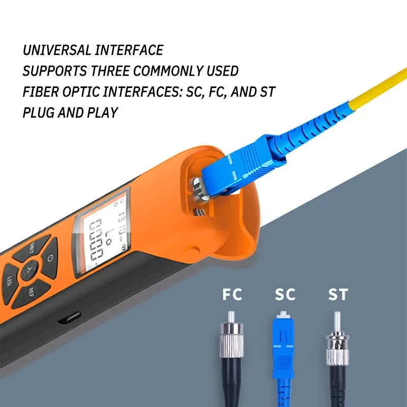 1 PC Mini Fiber Optic Detector Optical Power Meter Fiber Optic Attenuation Testing Instrument Orange