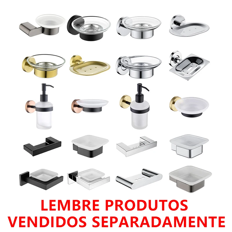 Suporte de saboneteira para cozinha, acessórios de banheiro, montagem na parede, dispensador de sabonete com prato de vidro, suporte de sabonete de metal dourado