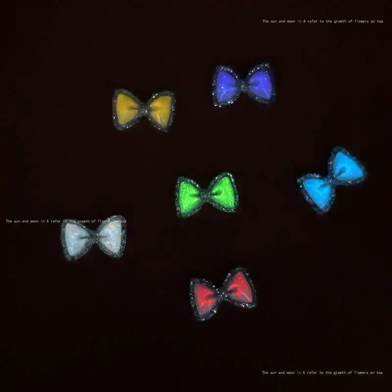 50pcs Mixed Color Glitter Sequins Mini Bowknot Nail Decoration Shiny Chubby Bow Nail Art Charms Glow-in-the-dark Manicure Parts