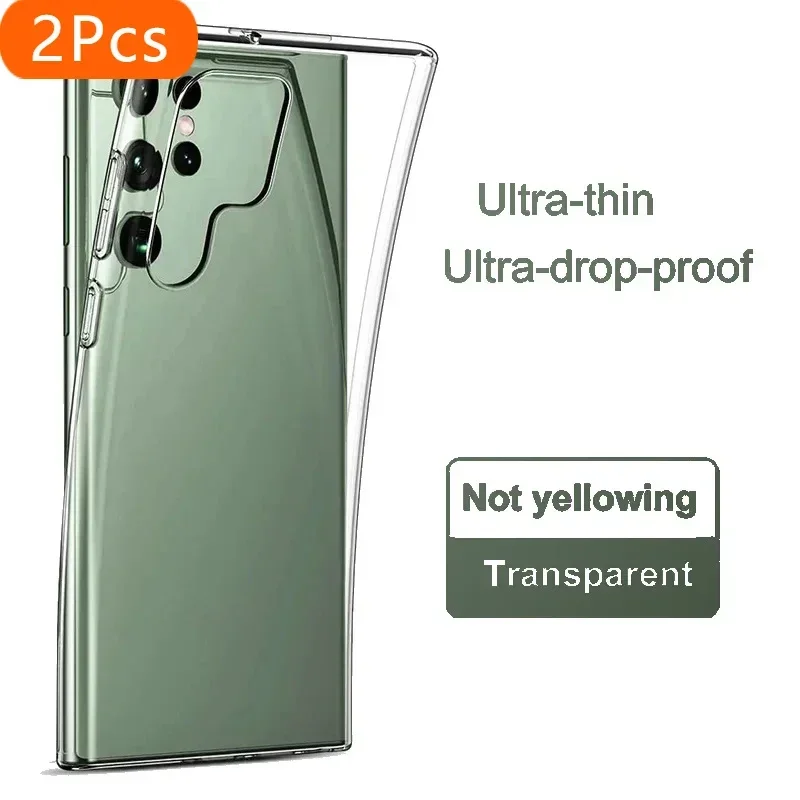 

2Pcs Crystal Silicone Clear Case For Samsung Galaxy S24 S23 S21 S20 FE S22 Plus Ultra Transparent Soft Back Cover S 23 24 22 21+