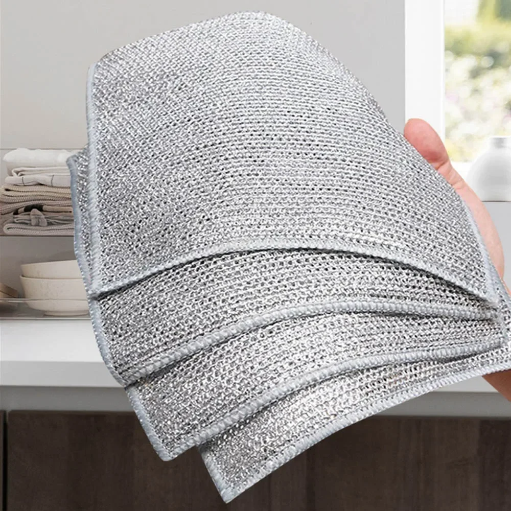 20CM Magic Cleaning Cloth Thickened Double -sided Metal Steel Wire Rags Kitchen Pot Dish Pan Washdishing Cloths Towel Clean Tool