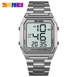 SSKMEI-reloj deportivo Digital para hombre, cronógrafo con pantalla LED, resistente al agua, electrónico, de negocios, con correa de acero, 1735