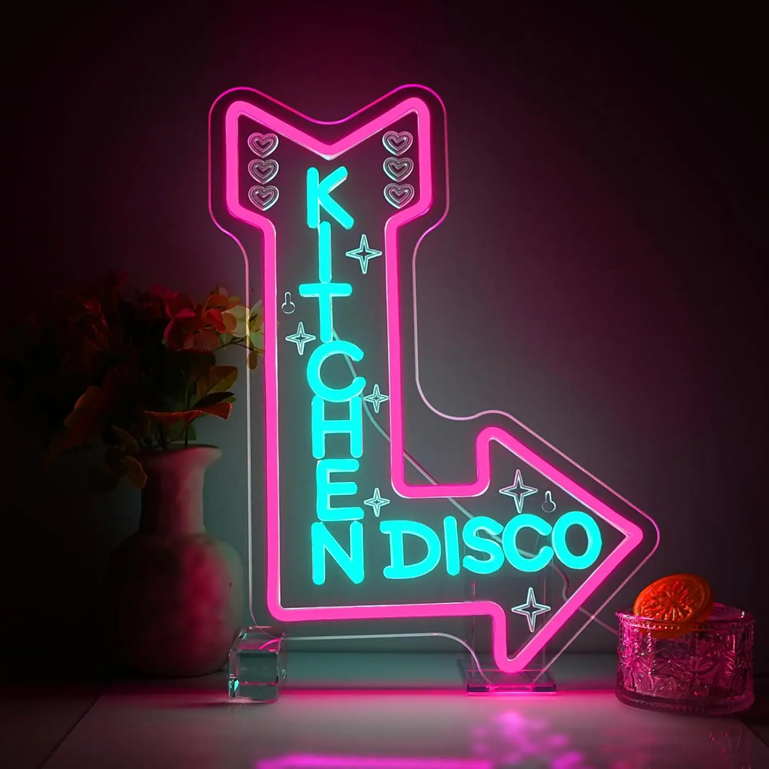 

Kitchen Disco Neon Sign Dimmable LED Neon Light USB Powered for Kitchen Nightclub Dining Room Home Bar Bistro Decor Gift for Kid