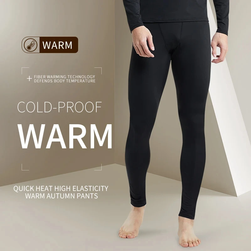 Men's Winter Thermal Underwear Fleece Compression Pants Stay Warm and Comfortable During Sports and Running Activities