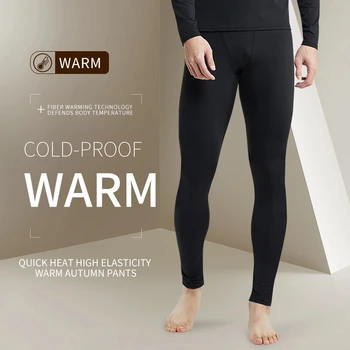 Men's Winter Thermal Underwear Fleece Compression Pants Stay Warm and Comfortable During S