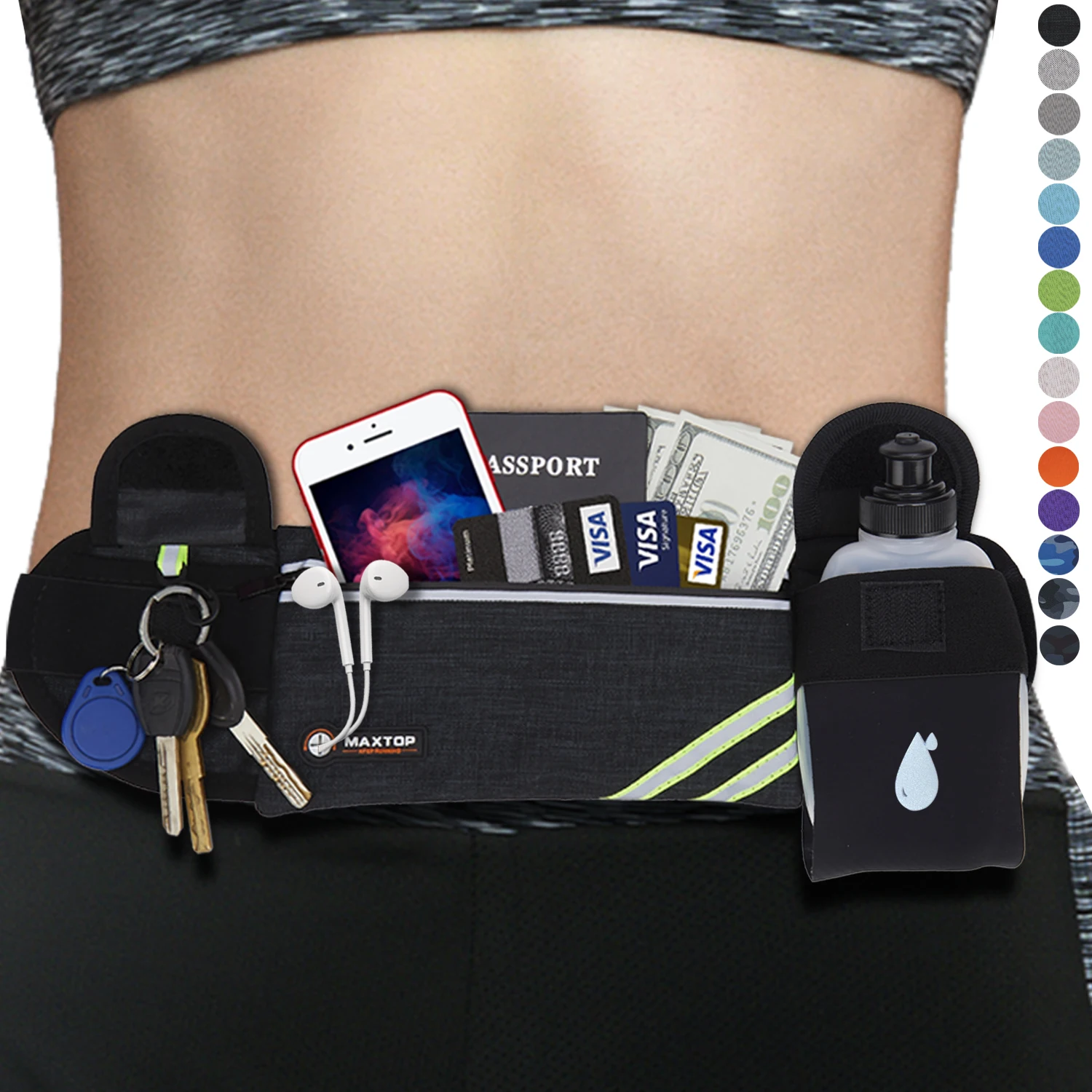 Small Running Belt Fanny Pack for Women,Jogging Phone Holder Men,Water Resistant Workout Waist Pack Bag,Reflective Belt Bag for