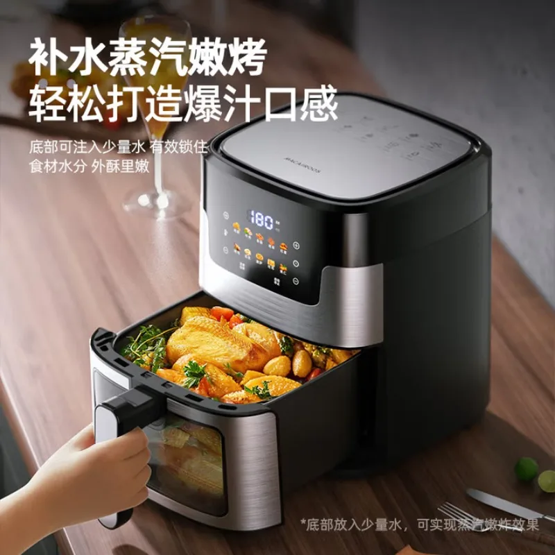 Air Fryer Household 6 Liters Large Capacity, Steam Frying No-turn-over Visual Window, Touch Screen Smart, Timing Multi-function