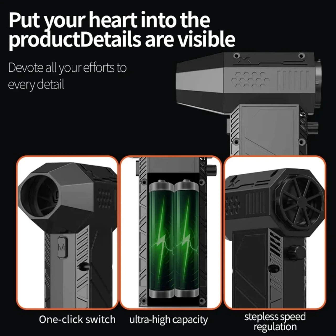 مروحة X16 قوية، طاقة عالية 200 وات، مروحة توربو 300000 دورة في الدقيقة، منفاخ هواء، منظف ممسحة، مروحة تنظيف للسيارة/الكمبيوتر #4