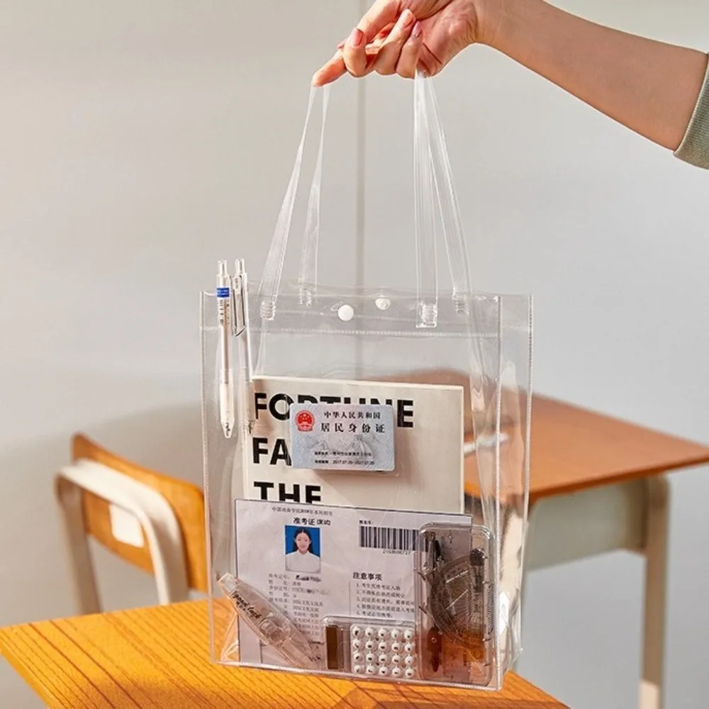 New Large Capacity Tutoring Bag Transparent Portable Handbag PVC Tote Boys Girls