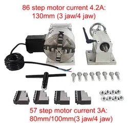 Rotary 4th Axis Tailstock CNC Router Dividing Head Three-Dimensional Sculpture Take 80 Fix with 3/4 Jaw 80/100/130MM Chuck