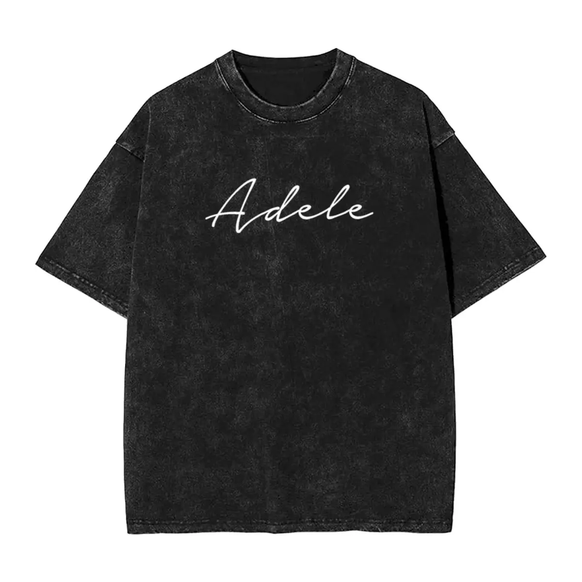 Adele Name Hand Lettering Washed T Shirts Streetwear Hip Hop Vintage T-Shirts Tees Tops for Men Women Cotton Oversize Printed