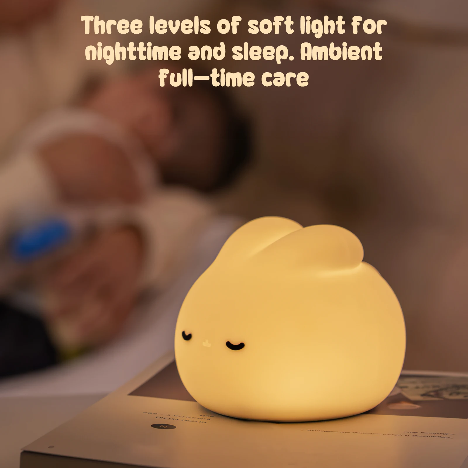 Dimmable Night Light Silicone Cute Rabbit Led Lamp With Timer And Touch Control Rechargeable Bedside  Breastfeeding Sleep Lamps