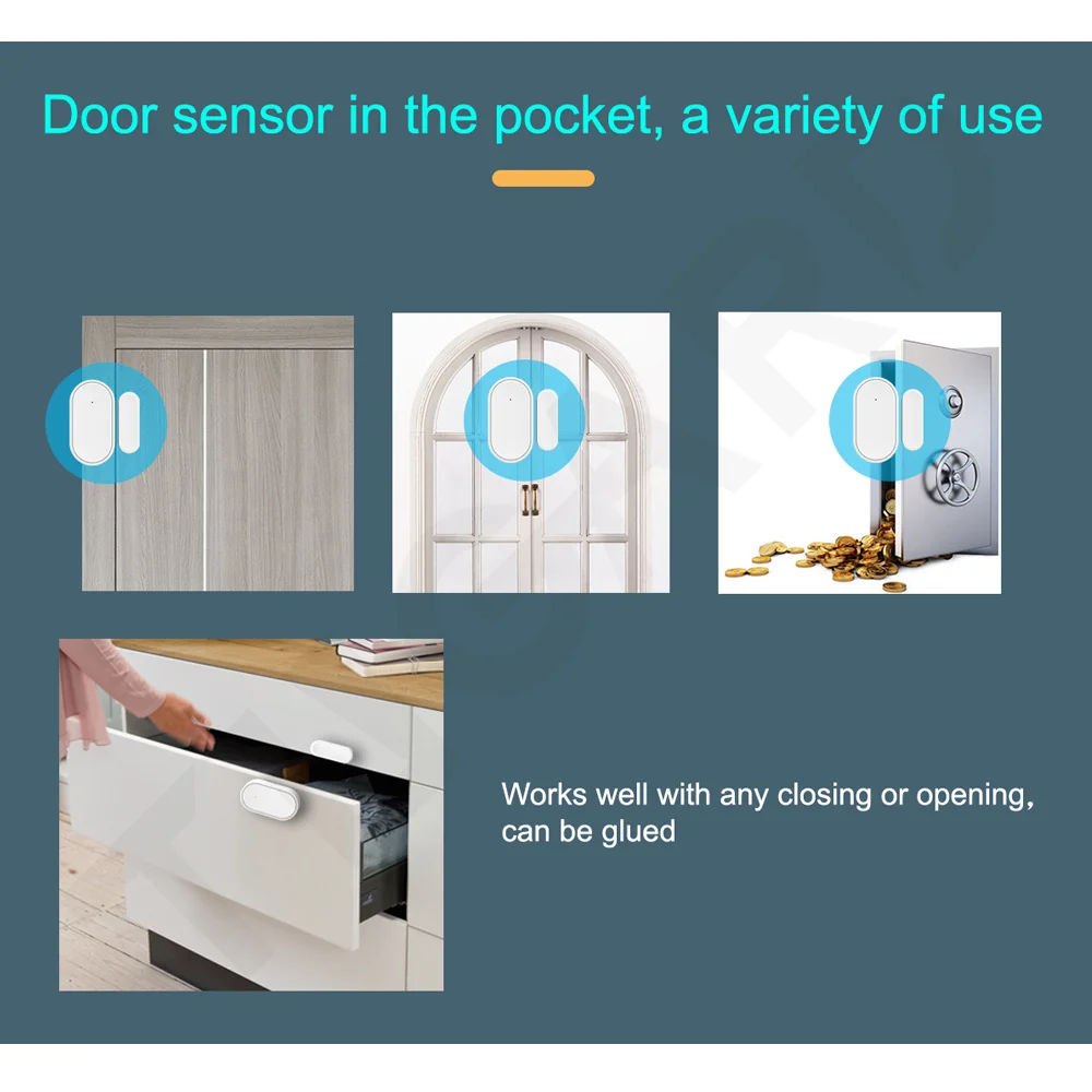 TAIBOAN Wireless 433MHz Door Sensor Detect Door Opening & Closing Anti Disassembly For Various Household Window Anti-theft Alarm