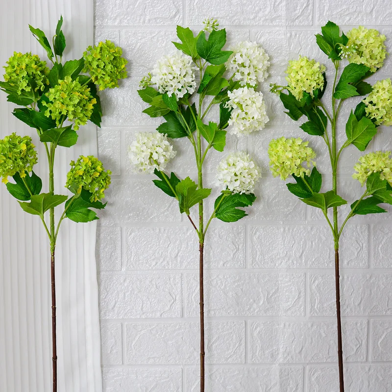 New exquisite 5 heads simulation flowers Hydrangea long branch Artificial Flowers for living room decoration wedding party decor