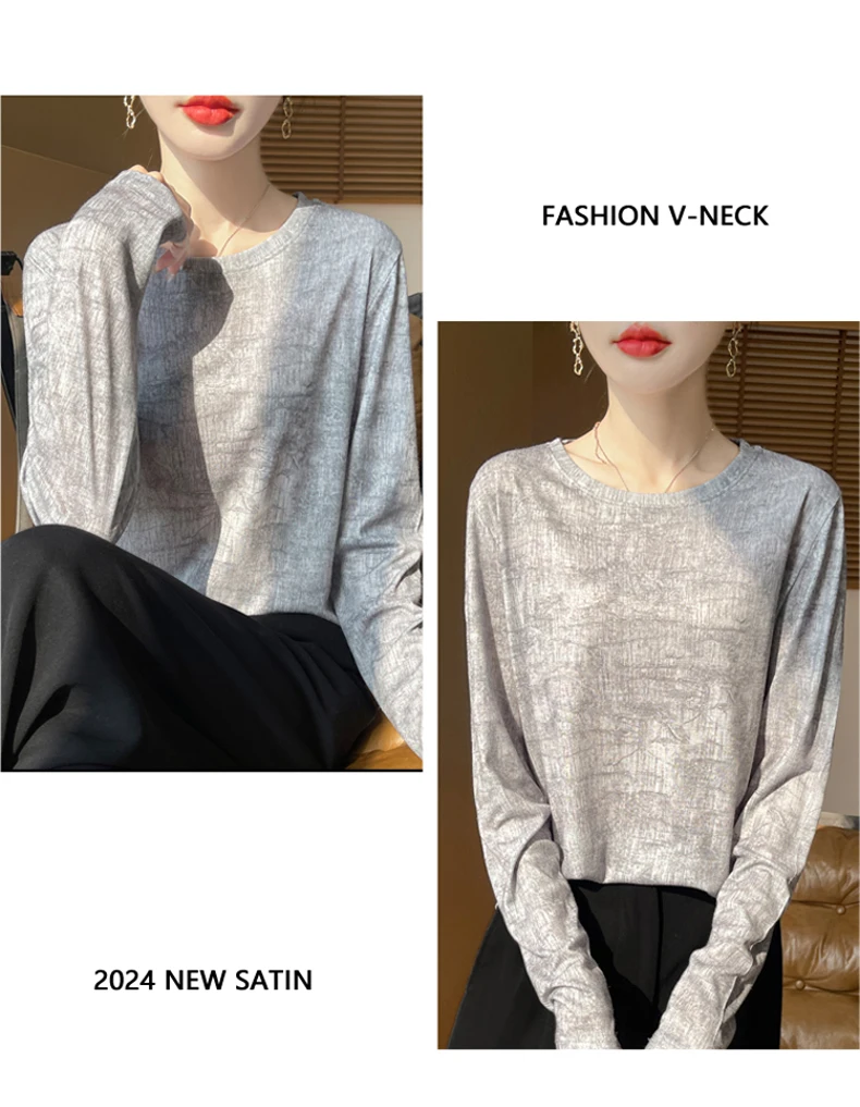 2025 New Summer Thin Silk Knitted Short-sleeved T-shirt Women's Sleeveless Wool Loose Printed T-shirt