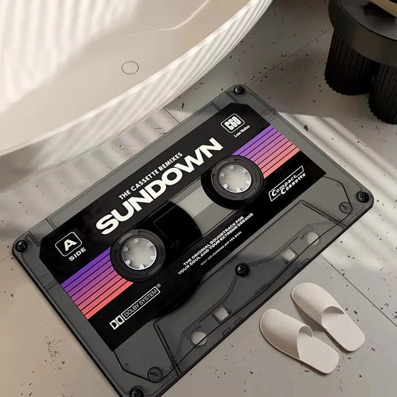 60x90cm Vintage Music Theme Cassette Tape Doormat Non-slip Bath Entryway Decor Rug Welcome Door Mats Home Studio & Music Lover