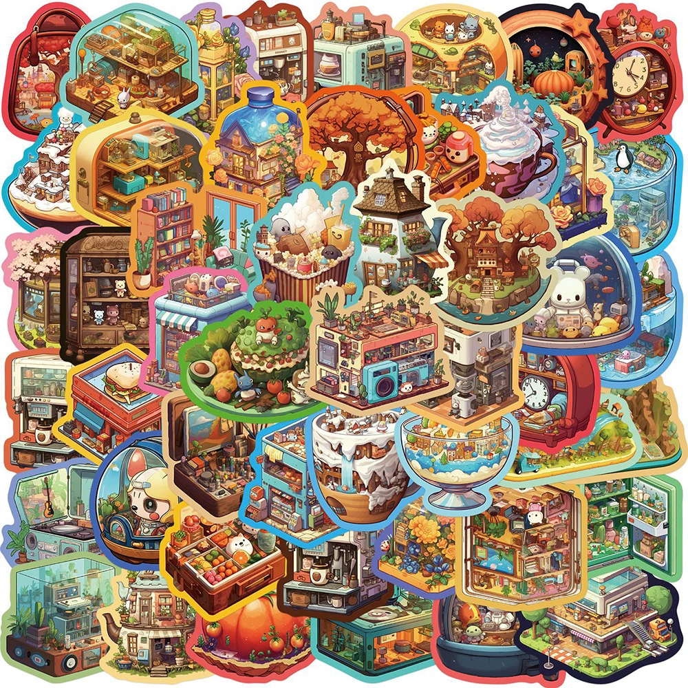 10/30/50pcs Funny Cute 3D World Cartoon Graffiti Stickers Aesthetic Decals Kids Toys Fridge Phone Suitcase Decoration Sticker