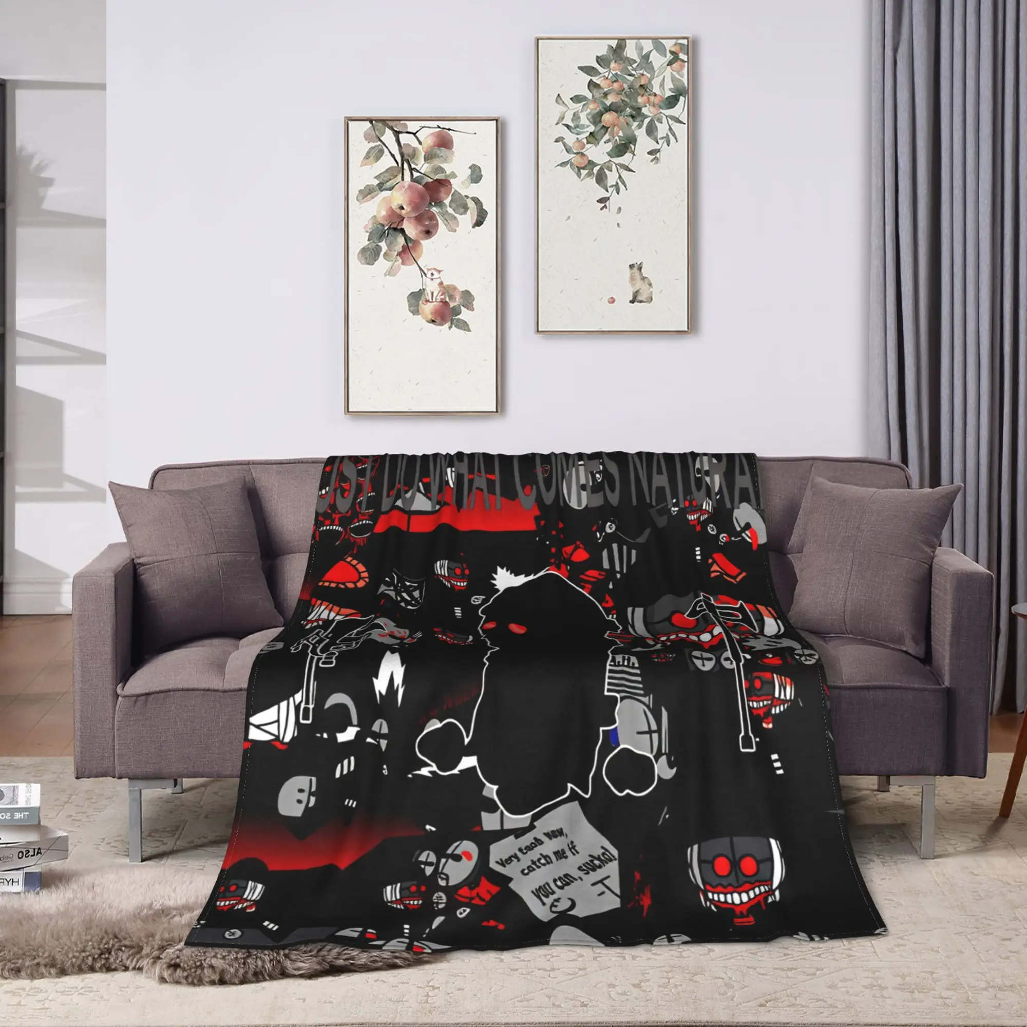 MADNESS COMBAT Anime Blanket  Warm Pattern Plush Throw Blanket For Girls Boys Couch Bed Flannel Bedspread Bed Cover