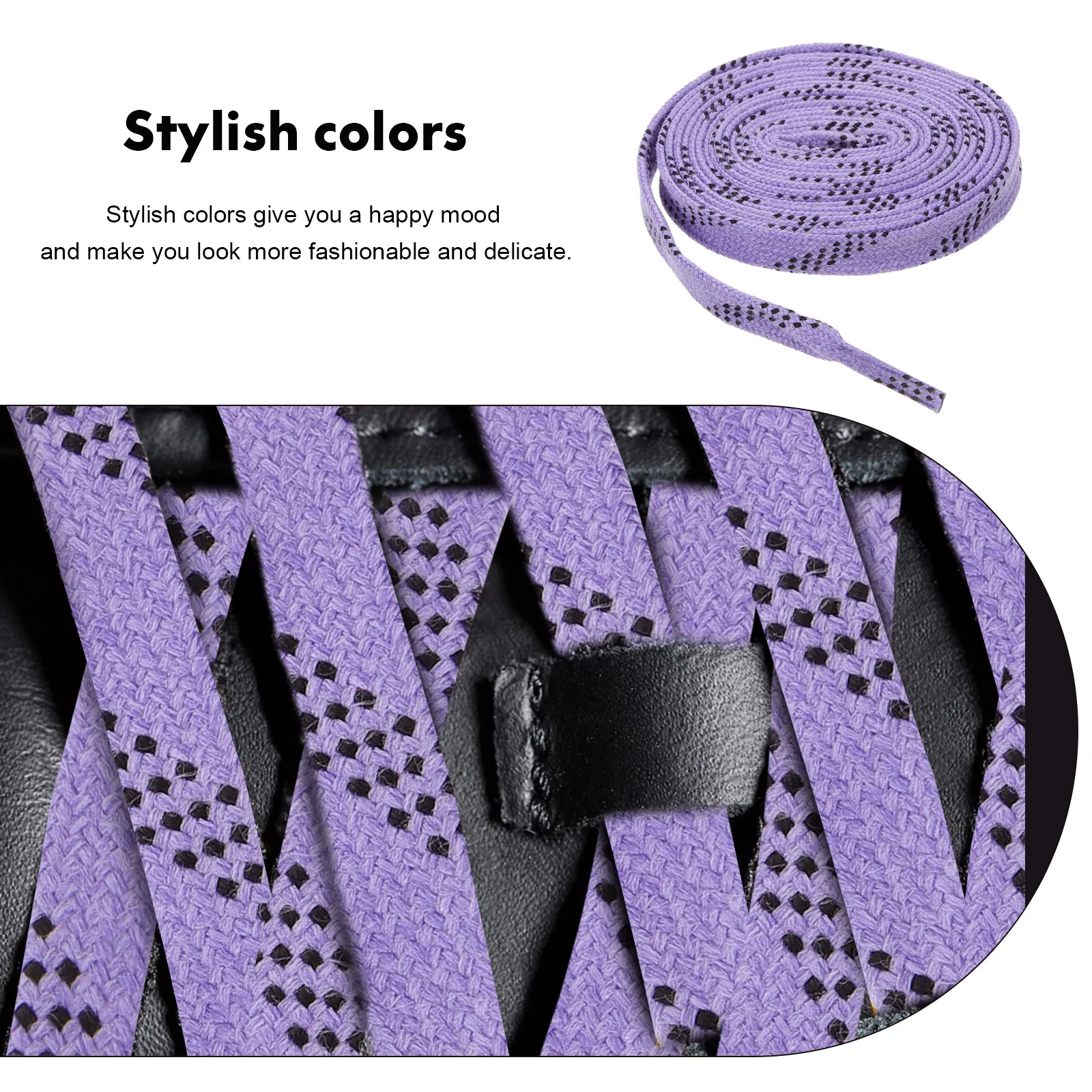 

Waxed Shoelaces Purple Polyester Flat Hockey Skate Laces Long Durable Sports Shoe Ideal Ice Skating
