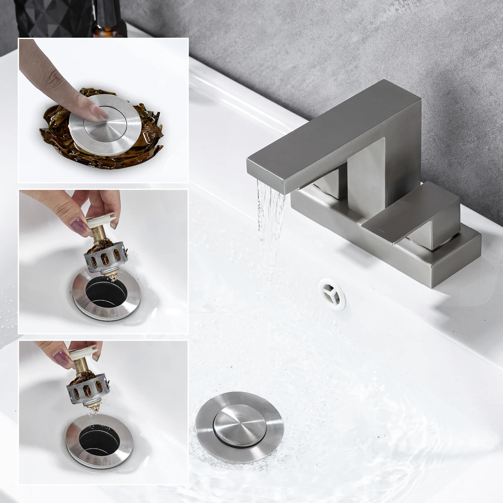 Stainless Steel Bathroom Basin Sink Pop Up Drain With Overflow Waste Stopper Bathroom Faucet Accessory Sink Drain Strainer