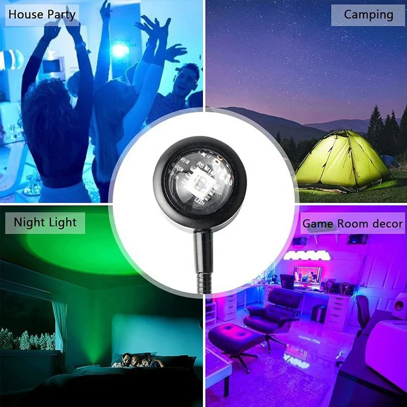 USB LED Sunset Lamp Ambient light Projector Photography Wall Atmosphere Neon Lights for Party Bedroom Living Room Decoration