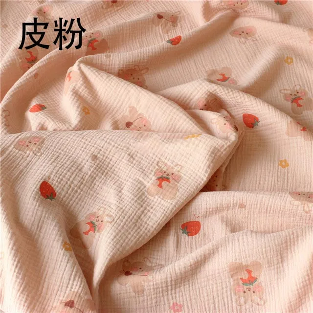 100*135cm Cartoon Double Gauze 100% Cotton Fabric For Baby Clothes / Sleepwear / Shirts / Skirt tecido luxo