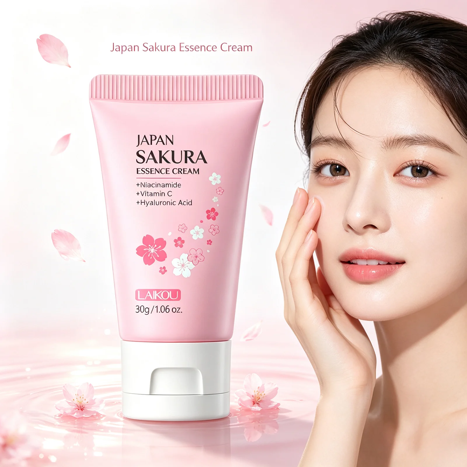 LAIKOU Japan Sakura Face Cream 30g Niacinamide VC Hyaluronic Acid Hydrating Brightening Fade Dull Skin Facial Moisturizer