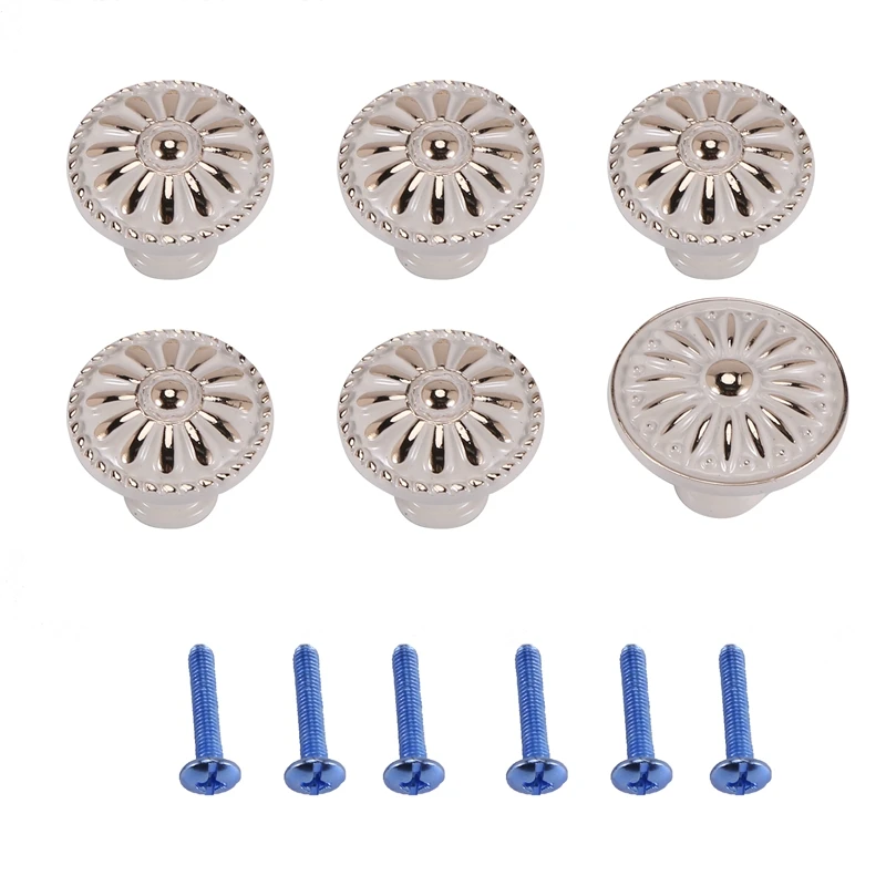 6 Pcs Cabinet Knobs 22Mm Round Vintage Drawe Kitchen Dresser Pull Handles