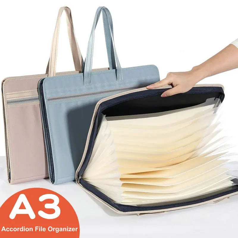 

Portable Expanding File Folder A3 Bag 13-layers Accordion File Organizer A3 Drawing Folder Paperwork Storage Document Bag