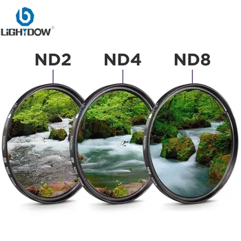 Lightdow 3 ใน 1 ชุดกรองเลนส์ชุด ND2 ND4 ND8 49 มม.52 มม.55 มม.58 มม.62 มม.67 มม.72 มม.77 มม.82 มม.สําหรับกล้อง Nikon Sony Pentax Canon