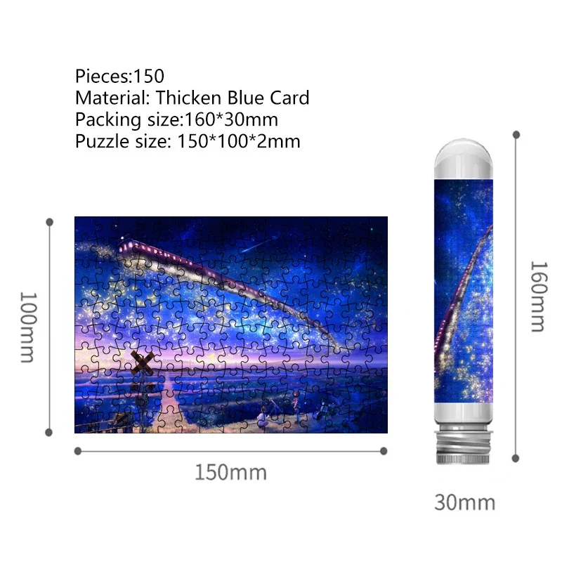 Mini Puzzle en Forme de Tube à Essai pour Enfant, Jouet de Décompression en Forme d'Étoile, de Train, Landamlavabo, Décoration Familiale, 150 Pièces