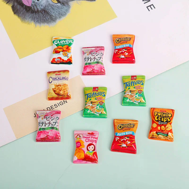 10pcs/set Dollhouse Miniature Kitchen Food Potato Chips DIY Pretend Play Toys