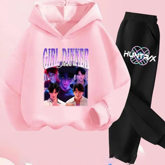 

KPop Demon Hunters Korean Style Kids Hoody Suit KPop Demon Hunters Printed Children's Clothing Y2K Hoodies+Pants Sports Sets