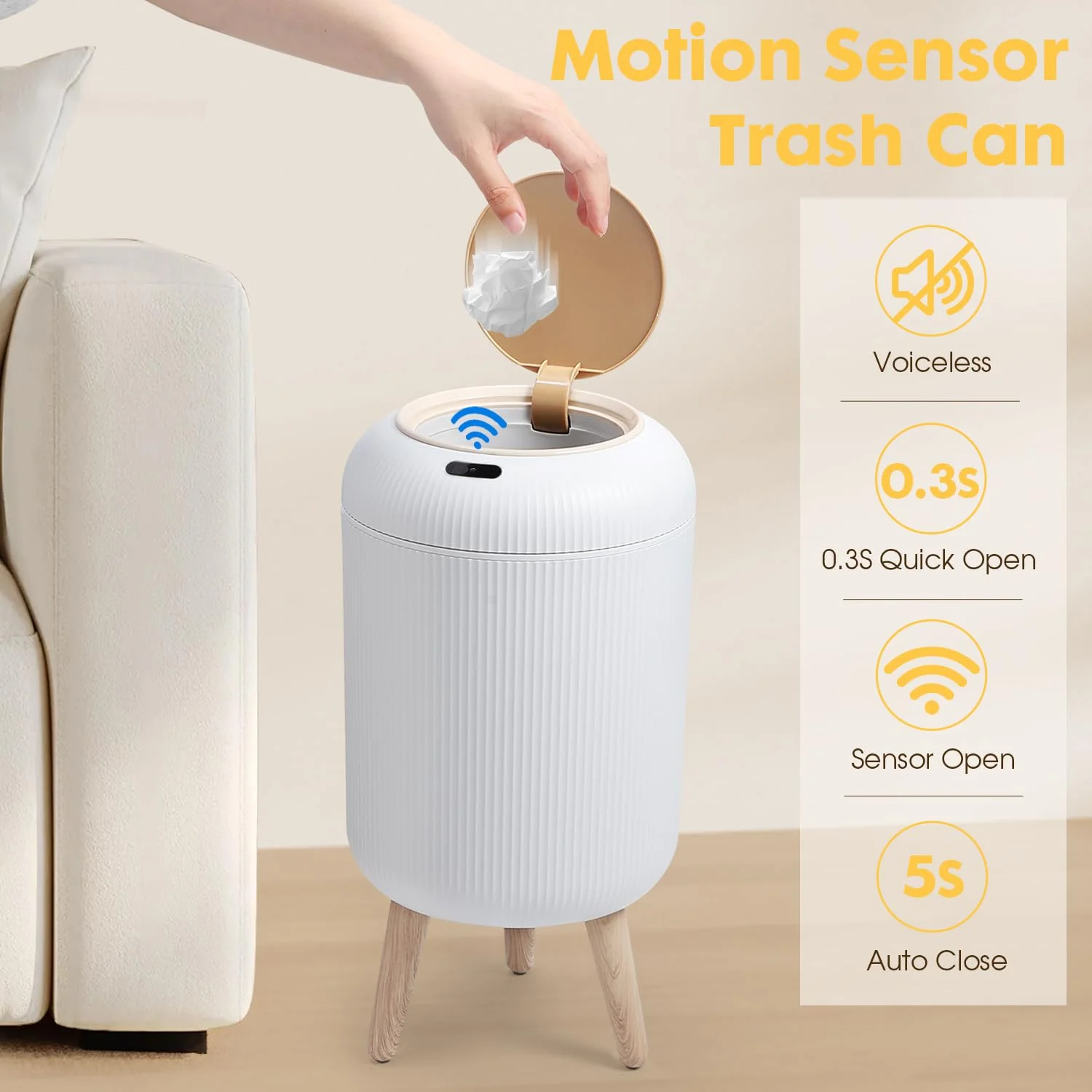 

2026 Smart Sensor Wastebasket, Convenient and Hygienic Easy to Use, Technology Sensor Waterproof Wastebasket Plastic Trash can