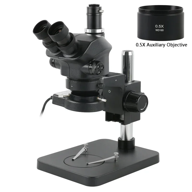 3.5X 7X 50X 100X Simul-Focus Trinocular Stereo Microscope 0.5X 0.7X 1X 2X Barlow Lens WF10X/22MM For PCB Soldering Repair Tools