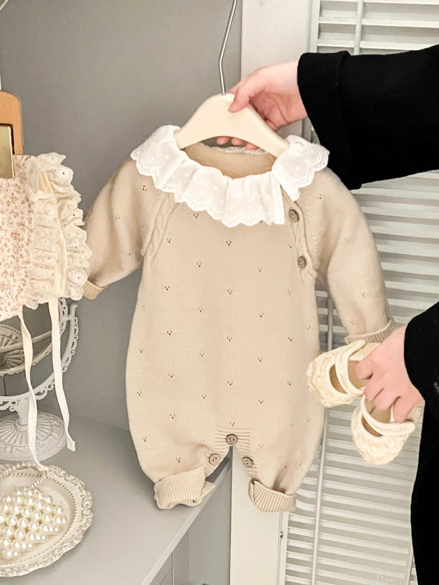 

Вязаный свитер для девочек, осенне-зимний длинный све, детская одежда, комплект из двух предметов Princ Sle, трикотаж с вышивкой Baby Rer