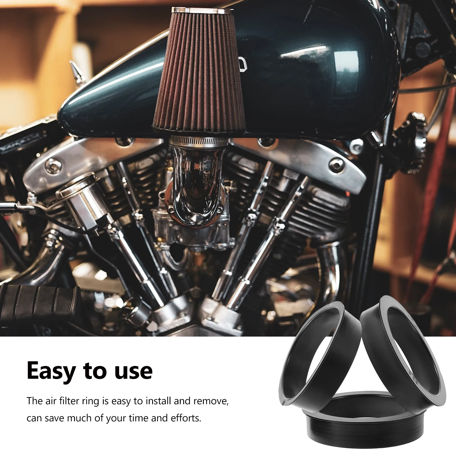 

3Pcs Adapter Rings Car Engine Replacement Rubber Durable Low Noise Performance Enhancement Intake Filter Performance