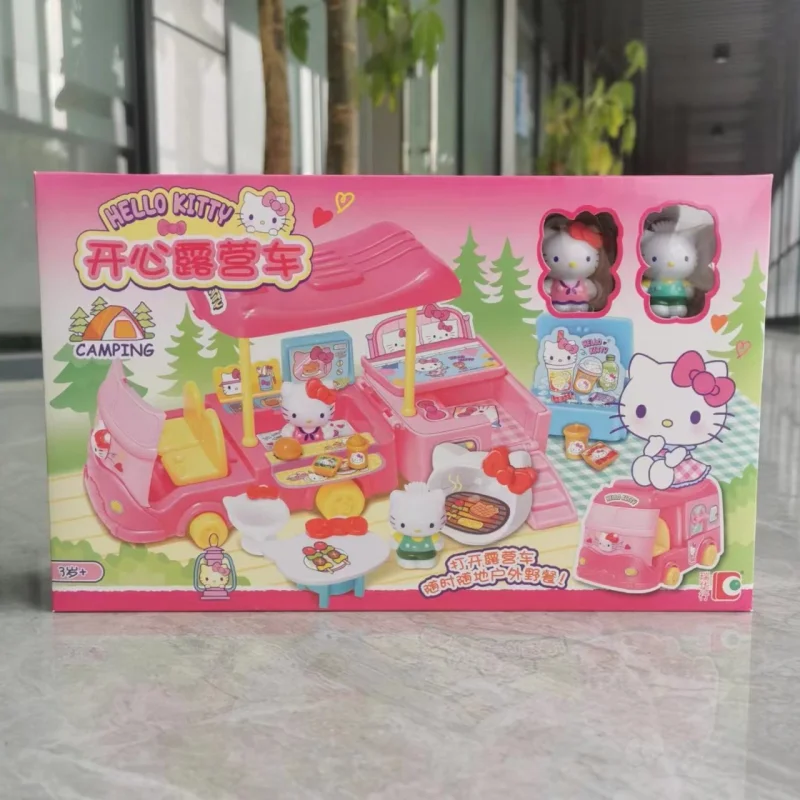 

Фигурки аниме Sanrio Hello Kitty Happy Camping Car, набор для кемпинга, дома, сцены, сборные игрушки, фигурка для девочек, игровой домик, подарки
