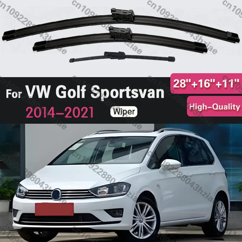 Front Rear Wiper Blades For Volkswagen VW Golf Sportsvan 2014 - 2021 2019 2018 2017 2016 2015 Windshield Windscreen Window Brush