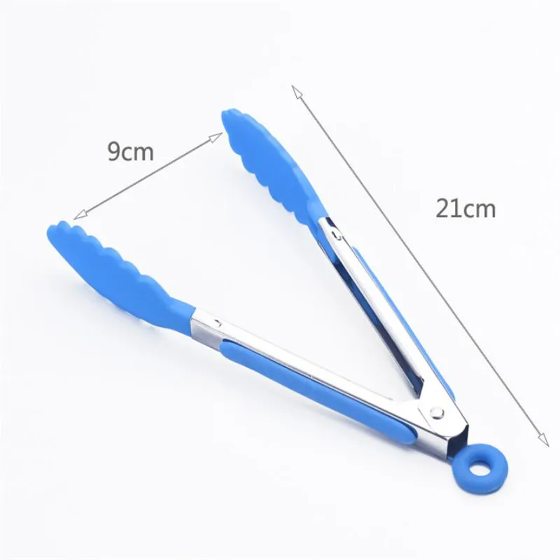 Silicone Food Tong Kitchen Accessories Stainless Steel Kitchen Tongs Silicone Non-slip Cooking Clip Clamp BBQ Salad Tools Grill