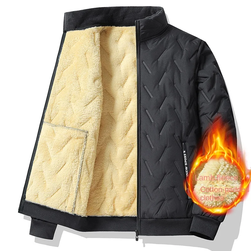 

Winter casual stand up collar lamb wool cotton coat 2025 new autumn and winter jacket for men, warm and plush jacket for outerwe