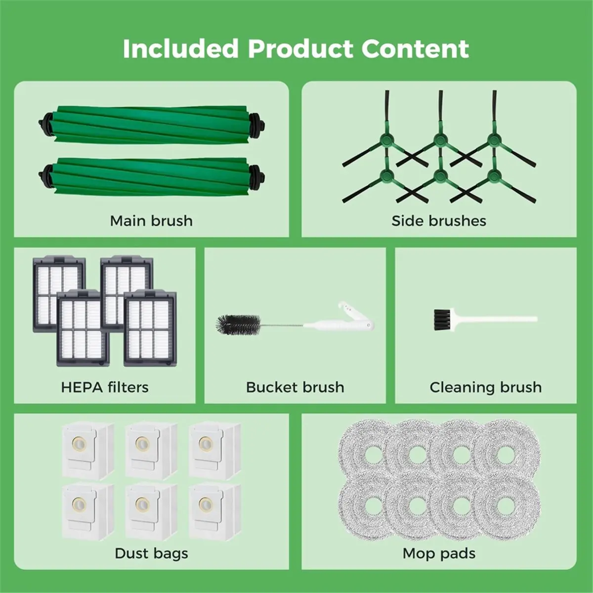 PHONE&GEAR 21pcs for Plus 405/505/507 Vacuum Brush Dust Bag Filter Roller Mop Replacement Parts