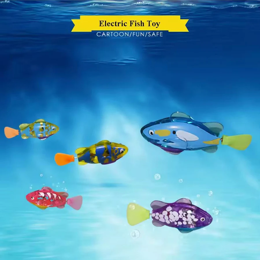 6個入り - 水中で泳ぐプレミアム電子魚のおもちゃ、LEDライトが水で泳ぐのを促進、子供の入浴や水遊びに