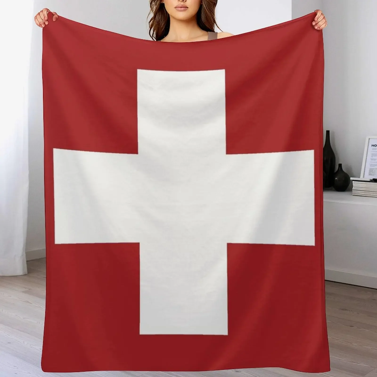 

Swiss Cross Red Throw Blanket Weighted Decorative Sofas Blankets
