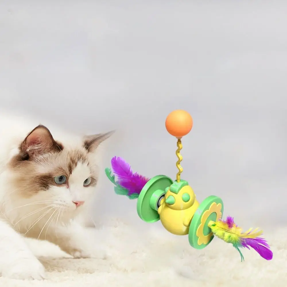Vaso de juguete creativo y atractivo para gatos, juguetes para morder gatos únicos y divertidos, pelota interactiva de plástico con plumas para gatitos, juguete para burlas